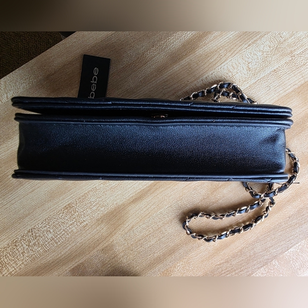 Bebe Black Chevron Quilted Crossbody Bag (PUR7) - Picture 13 of 16